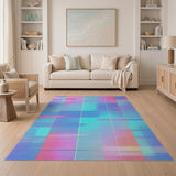 Vibrant Multi-Color Geometric Grid Rug