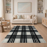 Geometric Modern Black and White Bold Black White Plaid Area Rug