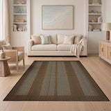Brown Tan Vertical Stripe Textured Area Rug