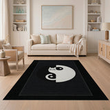 Yin Yang Cat Black White Area Rug