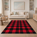 Rustic Red Black Buffalo Plaid Red Area Rug