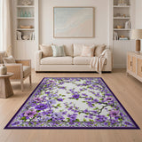 Purple Lavender Blossom Floral Area Rug