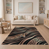 Black Gold Tiger Wave Area Rug