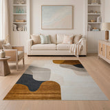 ODIKA Modern Abstract Earth Tone Washable Area Rug - Low Pile Non-Slip Carpet