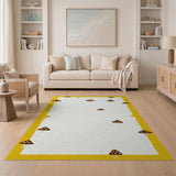 Whimsical Yellow Mushroom Border Area Rug
