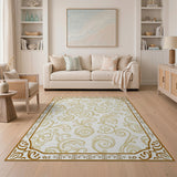 Ornate Gold Scrollwork Area Rug