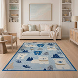 Cute Polar Bears Mountains Kids Area Rug