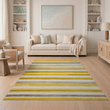 Bold Mustard Yellow Striped Woven Area Rug