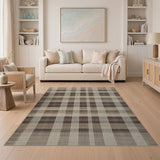 Brown Tan Plaid Woven Brown and Tan Area Rug