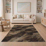 Brown Marble Swirl Abstract Area Rug