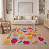 Playful Pixel Fruit Pattern Area Rug