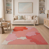 Abstract Cloudscape Area Rug in Red Pink