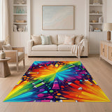 Vibrant Rainbow Paint Burst Area Rug