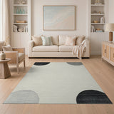 Black White Circle Abstract Area Rug