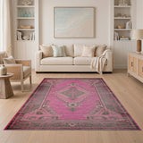 Pink Grey Southwestern Geometric Area Rug
