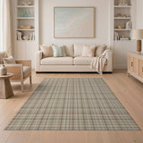 Rustic Farmhouse Beige and Neutral Beige Gingham Plaid Area Rug