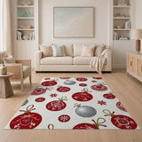 Festive Red Ornament Snowflake Area Rug
