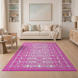 Vibrant Pink Geometric Dot Area Rug