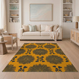 Orange Geometric Sunburst Area Rug