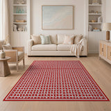 Bold Red Bold Red Geometric Lattice Area Rug
