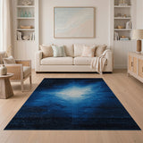 Blue and Teal Cosmic Nebula Blue Area Rug
