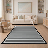 Horizontal Stripe Geometric Modern Bold Black White Horizontal Stripe Area Rug