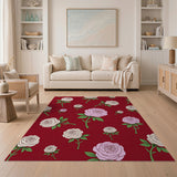 Vintage Roses Red Floral Area Rug
