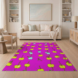 Playful Pink Fruit Pattern Area Rug with Yellow Apples