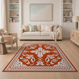 Opulent Red Floral Medallion Area Rug