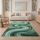Abstract Area Green Fluid Green Wave Abstract Area Rug