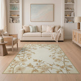 Beige Floral Vine Area Rug