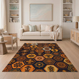 Orange Heritage Tribal Hexagon Area Rug