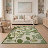 Green Leaves Woven Area Rug