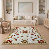 Red Red Floral Persian Area Rug on Ivory