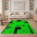 Vibrant Green Pixel Grid Area Rug