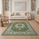 Timeless Green Persian Medallion Area Rug
