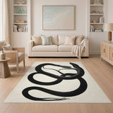 Black Coiled Snake Area Rug