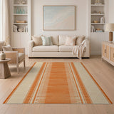 Orange Beige Textured Stripe Rug