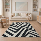 Black White Geometric Zigzag Area Rug