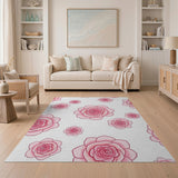 Scattered Blush Pink Roses Area Rug