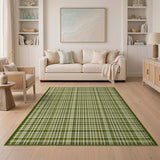 Rustic Farmhouse Green Plaid Check Area Rug