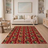 Vibrant Red Mythical Beast Tribal Rug