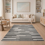 Geometric Modern Modern Black White Striped Geometric Area Rug