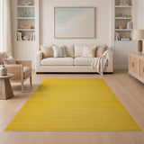 Vibrant Yellow Woven Geometric Area Rug