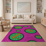 Vibrant Pink Abstract Circles Area Rug