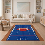 Blue and Teal Football Field Area Rug