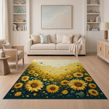 Sunflower Meadow Butterflies Area Rug
