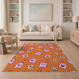Cute Pink Ghosts Halloween Pattern Rug