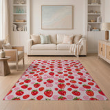 Playful Strawberry Watermelon Pink Area Rug