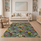 Pansy Daisy Bouquet Floral Area Rug